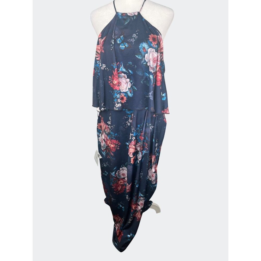 Koh Koh Womens Floral High Neck Maxi Dress Sleeveless Dark Blue Multi-Color 2XL - Picture 16 of 16